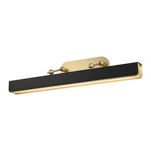 Valise Picture 32 in. 1 Light 32-Watt Vintage Brass/Tuxedo Leather Integrated LED Picture Light