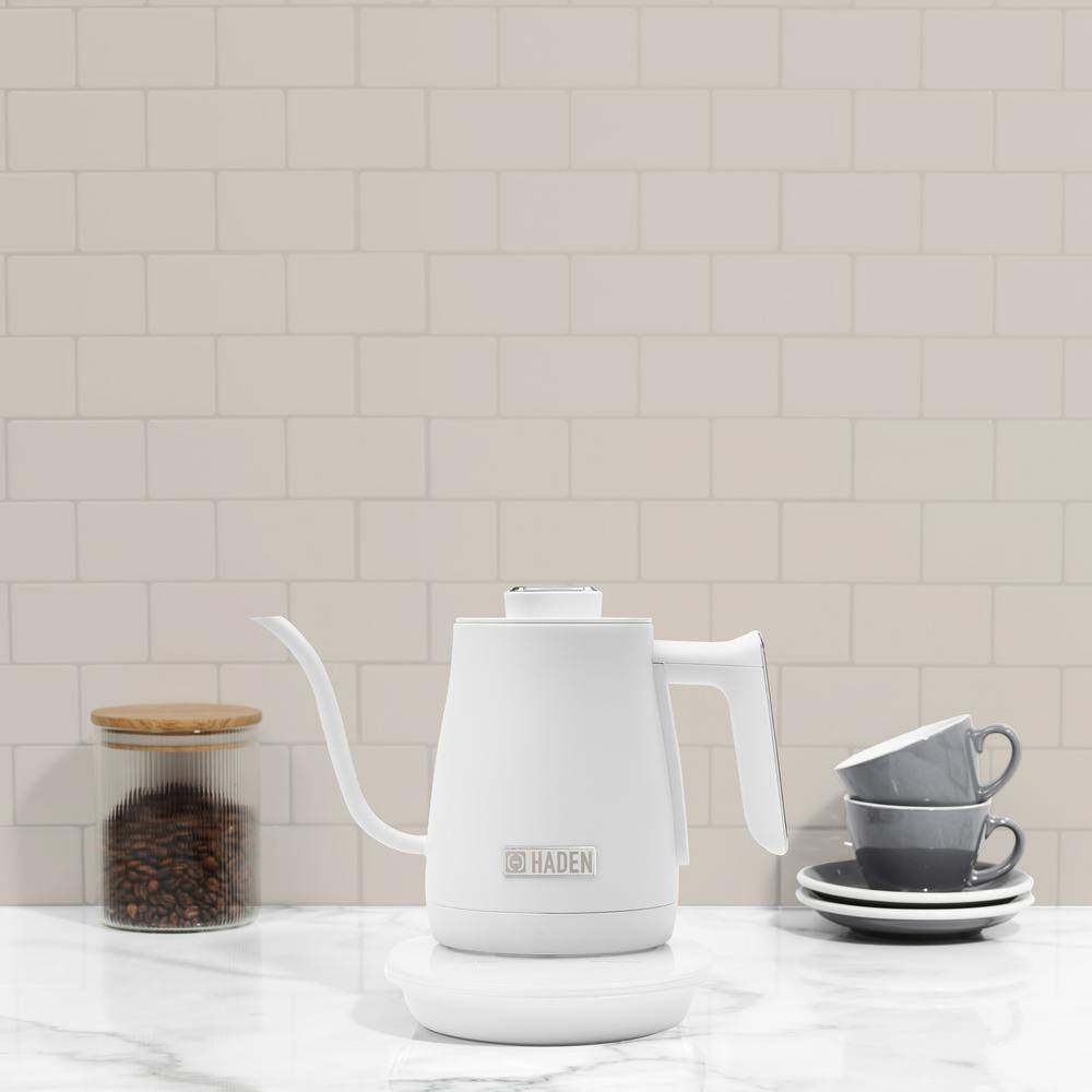 Ivory and Chrome Stainless Steel Gooseneck Electric Kettle