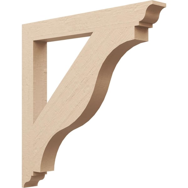 Ekena Millwork 3.5 in. x 32 in. x 32 in. Funston Traditional Rough Cedar Woodgrain Timberthane Polyurethane Bracket, Primed Tan