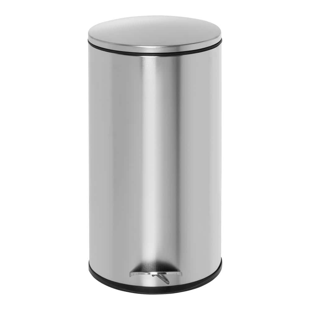 Honey-Can-Do 30L Silver Stainless Steel Step-On Trash Can