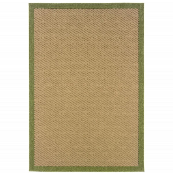 Beige 2 ft. x 4 ft. Loomed Border Polypropylene Rectangle Indoor/Outdoor Area Rug