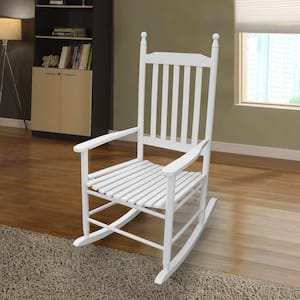 Wood Indoor Outdoor Rocking Chair, Wooden Furniture Adults Rocker for Porch Balcony Garden, White (Set of 1)