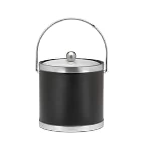 Sophisticates 3 Qt. Black w/Brushed Chrome Ice Bucket with Bale Handle, Metal Cover