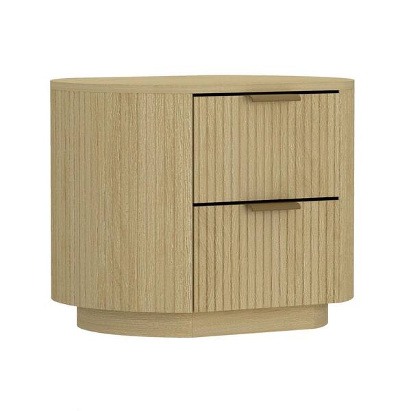 Manhattan Comfort Olivia Modern Natural Oak and Gold 2-Drawer 26.5