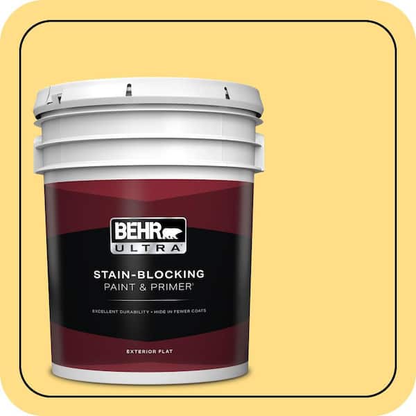 BEHR ULTRA 5 gal. #330B-5 Yellow Corn Flat Exterior Paint & Primer