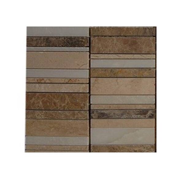 Splashback Tile Piano-Keys Pattern Ranch Marble Mosaic Floor and Wall Tile - 3 in. x 6 in. x 8 mm Tile Sample