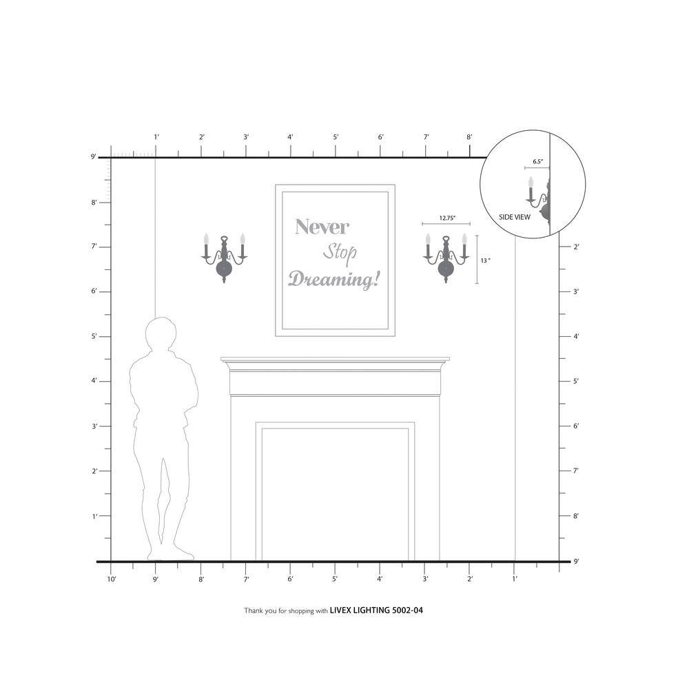 Williamsburgh Black Steel 2-Light Colonial Wall Sconce