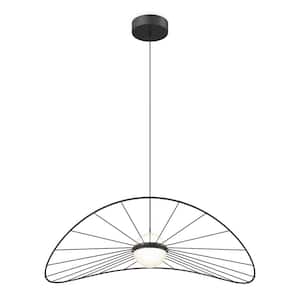 Tolena 15-Watt 1 Light Black Modern 3 CCT Integrated LED Pendant Light Fixture for Dining Room or Kitchen