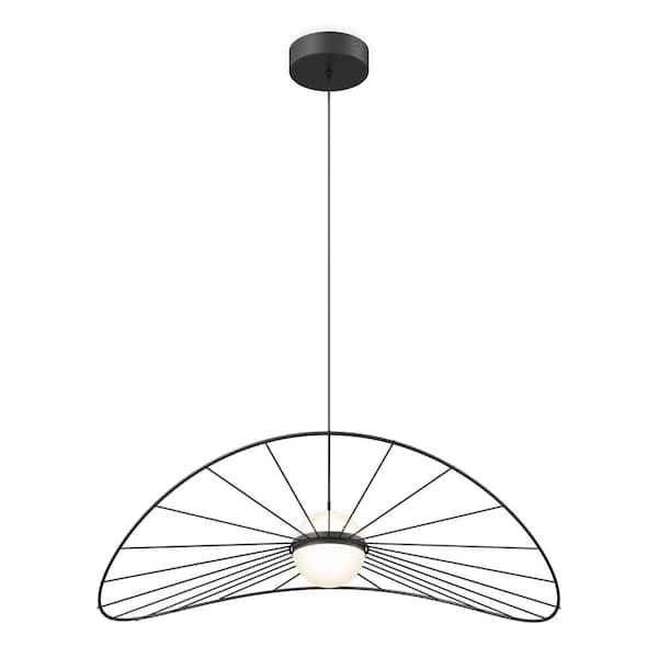 Tolena 15-Watt 1 Light Black Modern 3 CCT Integrated LED Pendant Light Fixture for Dining Room or Kitchen