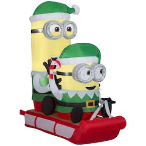 3.5 ft. Tall x 2.4 ft. W Christmas Airblown-Minions on Sled-Scene