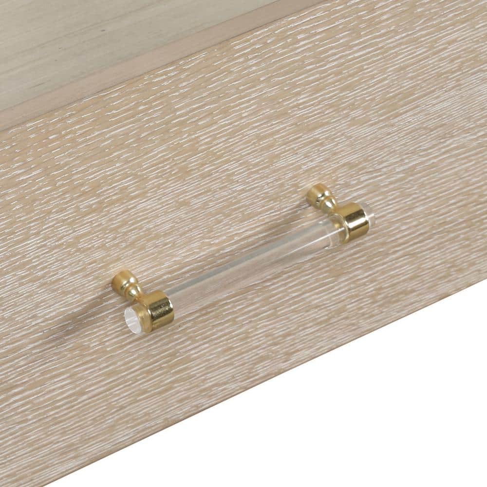 Natural Oak 5-Drawer Chest with Acrylic Handles