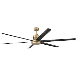 Mondo 72 in. 6-Speed Ceiling Fan Satin Brass/Flat Black Finish Indoor Dual Mount with Remote/Wall Controls Included