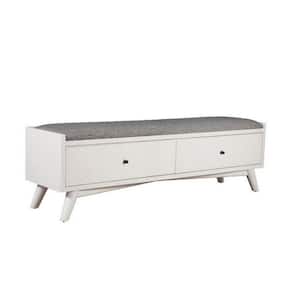 59 in. Brown and gray Backless Bedroom Bench with 2 Storage Drawers