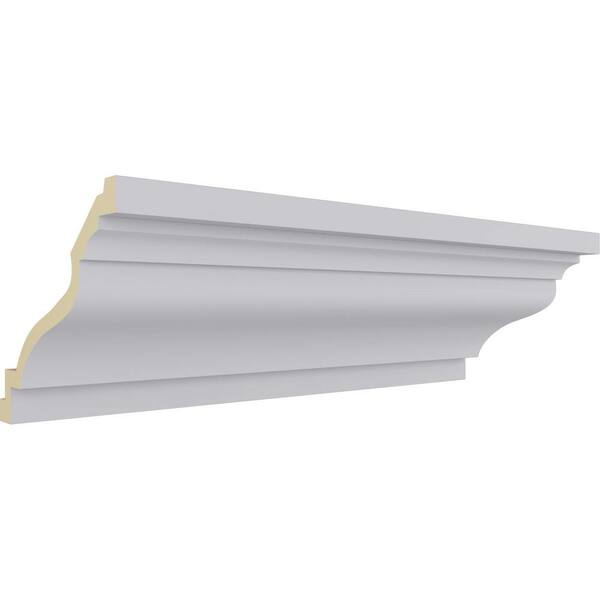 Ekena Millwork 12-5/8 in. x 10-5/8 in. x 94-1/2 in. Polyurethane Large Milton Smooth Crown Moulding