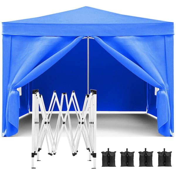 Misopily 10 ft. x 10 ft. Outdoor Folding Pop Up Canopy Gazebo Portable Tent w 4 Removable Sidewalls for Parties Camping Blue SA11 328B164 The Home Depot