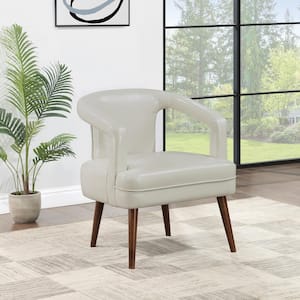 Mason Accent Reception Side Chair in Cream Faux Leather