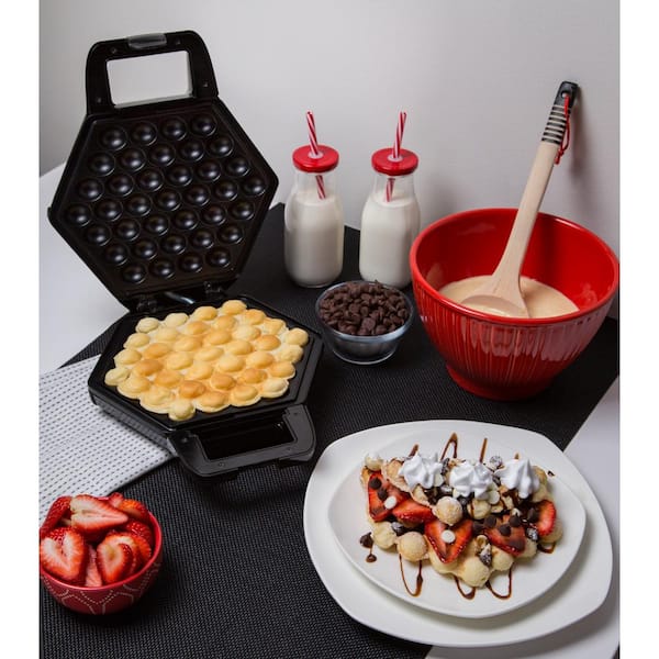 Bubble Mini Waffle Maker - Make Breakfast Special w/ Tiny Hong Kong Egg  Style Design, 4 Individual Waffler Iron, Electric Non Stick Breakfast