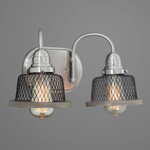 Progress Lighting Tilley Collection 2-Light Brushed Nickel Coastal Bath Vanity Light