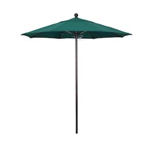 7.5 ft. Black Aluminum Commercial Market Patio Umbrella with Fiberglass Ribs and Push Lift in Hunter Green Olefin