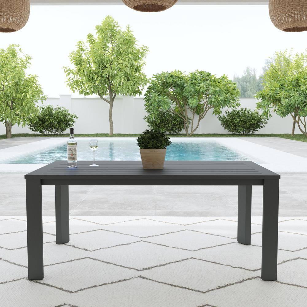 Gray 68" Aluminum Outdoor Dining Table