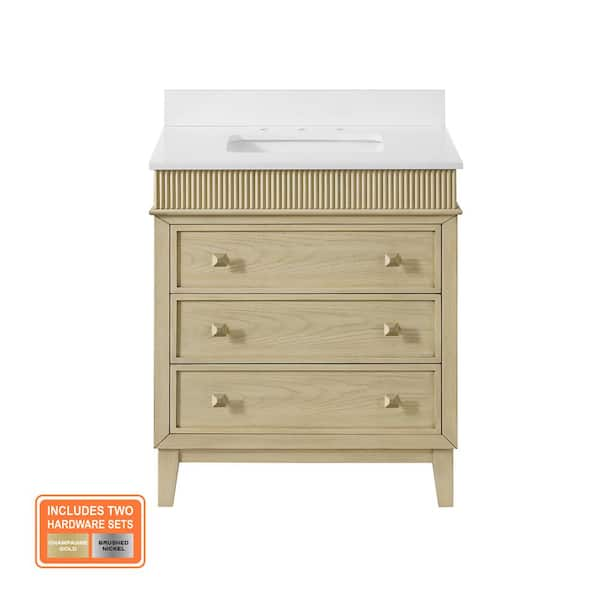 Danby 30 in. Single Sink Platinum Oak Bath Vanity with White Engineered Marble Top (Assembled)