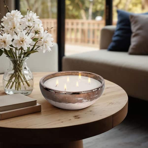 12 in. x 5 in. Gray Fresh Pine Bowl Terracotta Candle 57 oz.