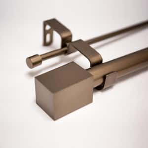 120in Adjustable Metal Double Curtain Rod with Cuboid Finial in Bronze
