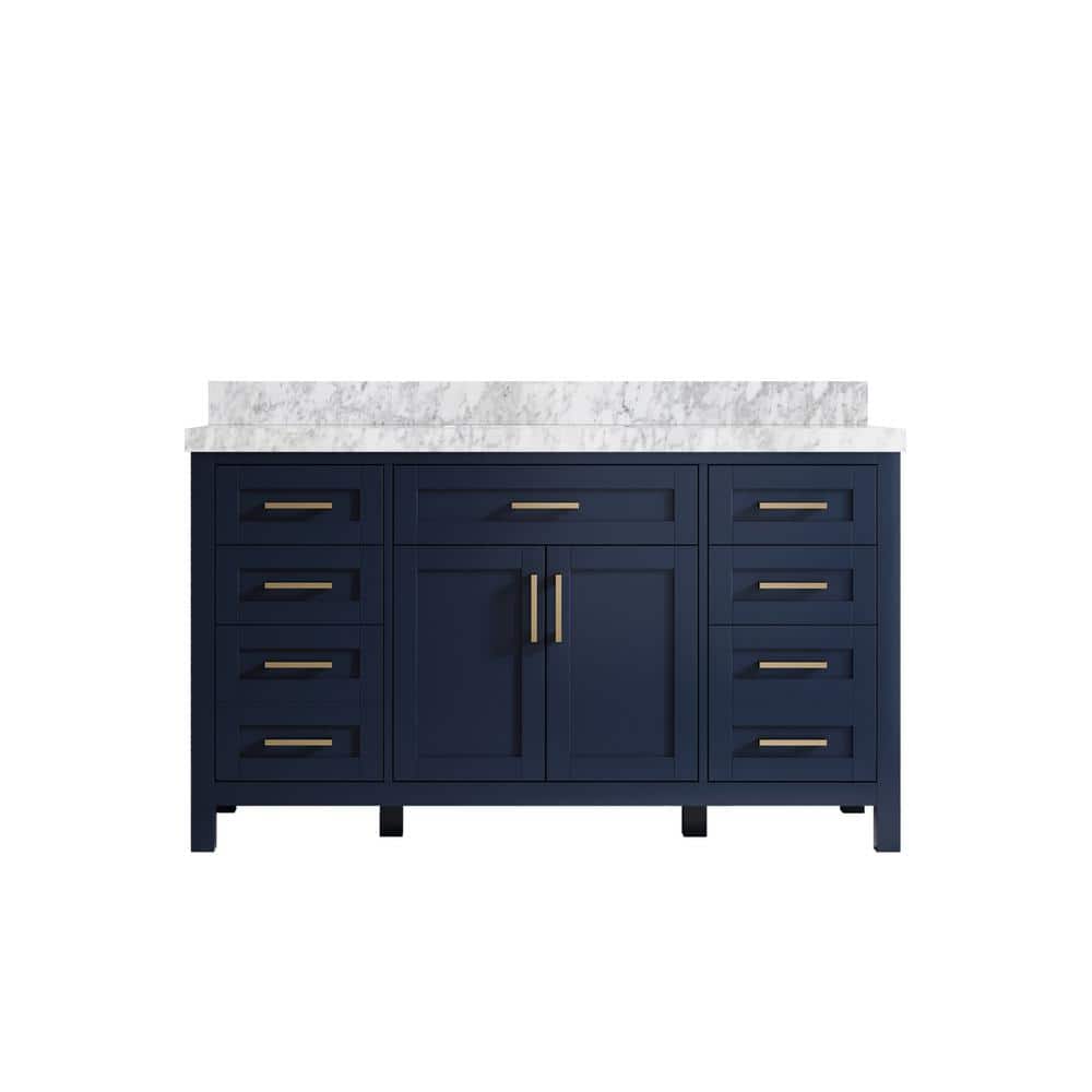Cambridge 60 in. W x 22 in. D x 36 in. H Single Sink Bath Vanity in Hale Navy Blue with 2 in. Carrara Marble Top price history on PriceWatchPro