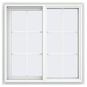 35.5 in. x 35.5 in. V-4500 Series White Vinyl Left-Handed Sliding Window with Colonial Grids/Grilles