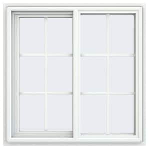 35.5 in. x 35.5 in. V-4500 Series White Vinyl Left-Handed Sliding Window with Colonial Grids/Grilles