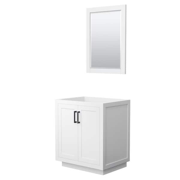 Wyndham Collection Miranda 29.25 in. W x 21.75 in. D x 33 in. H Single Sink Bath Vanity Cabinet without Top in White with 24 in. Mirror
