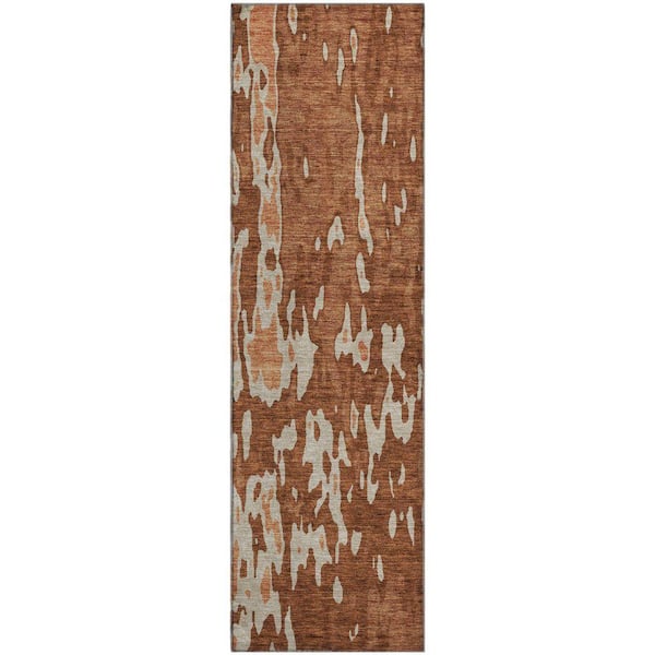 Mayfield Premium Machine Washable Abstract AMF957 Paprika 2 ft. 3 in. x 7 ft. 6 in. Runner Rug