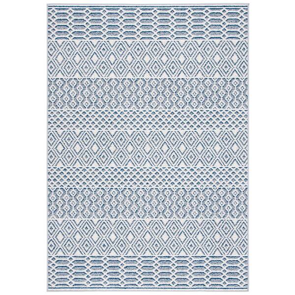 SAFAVIEH Belmont Ivory/Navy 5 ft. x 8 ft. Geometric Area Rug BMT132B5