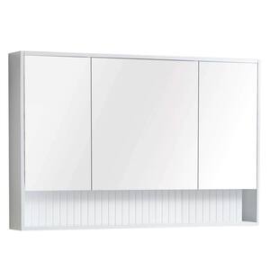 Venezian 45.5 in. W x 29.5 in. H Small Rectangular White Matte Wooden Surface Mount Medicine Cabinet with Mirror