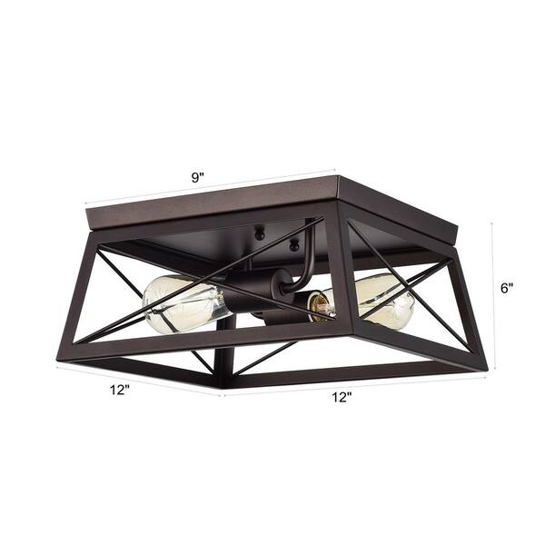 Tatahance 12 in. 2-Light Oil Rubbed Bronze Ceiling Flush Mount  TOP-LH-A50003 - The Home Depot
