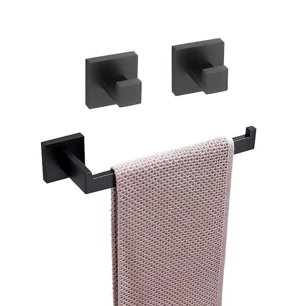 ATKING Wall Mounted 3 -Piece Bath Hardware Set Towel Holder Set Towel Hooks with Mounting Hardware in Matte Black