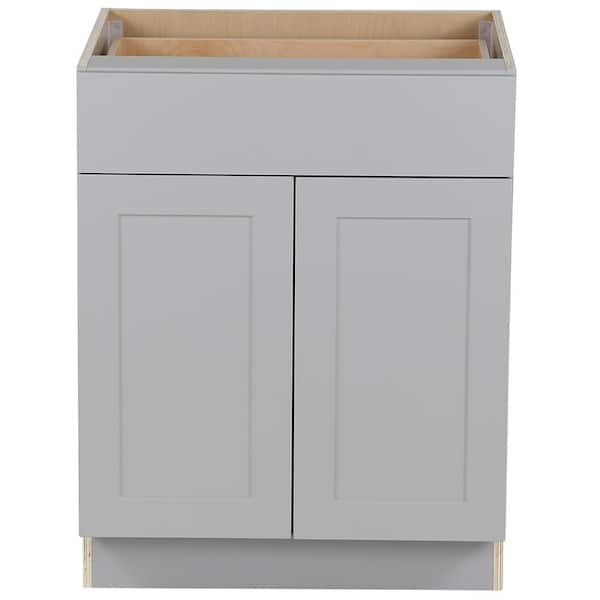 Hampton Bay Cambridge Gray Shaker Assembled Base Cabinet with Soft Close Full Extension Drawer (27 in. W x 24.5 in. D x 34.5 in. H)
