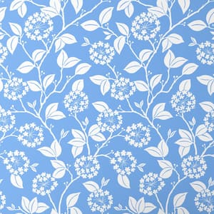 Leaves White and Blue combination Non-Pasted Wallpaper Roll (Covers approximately 52 square feet continuous)