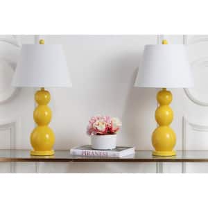 Jayne 27.5 in. Yellow Three Sphere Glass Table Lamp with White Shade (Set of 2)