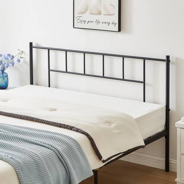 VECELO Black Metal Frame with Headboard and Footboard Full