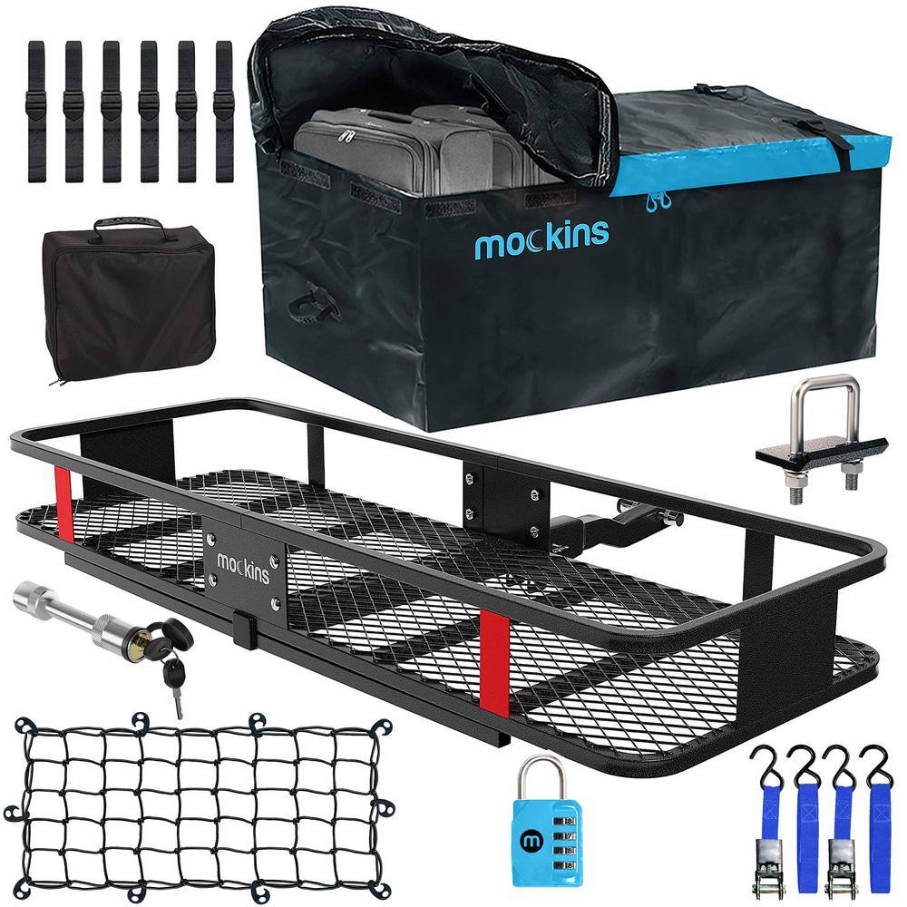 Mockins 500 lbs. Capacity Hitch Mount Cargo Carrier Set with Folding