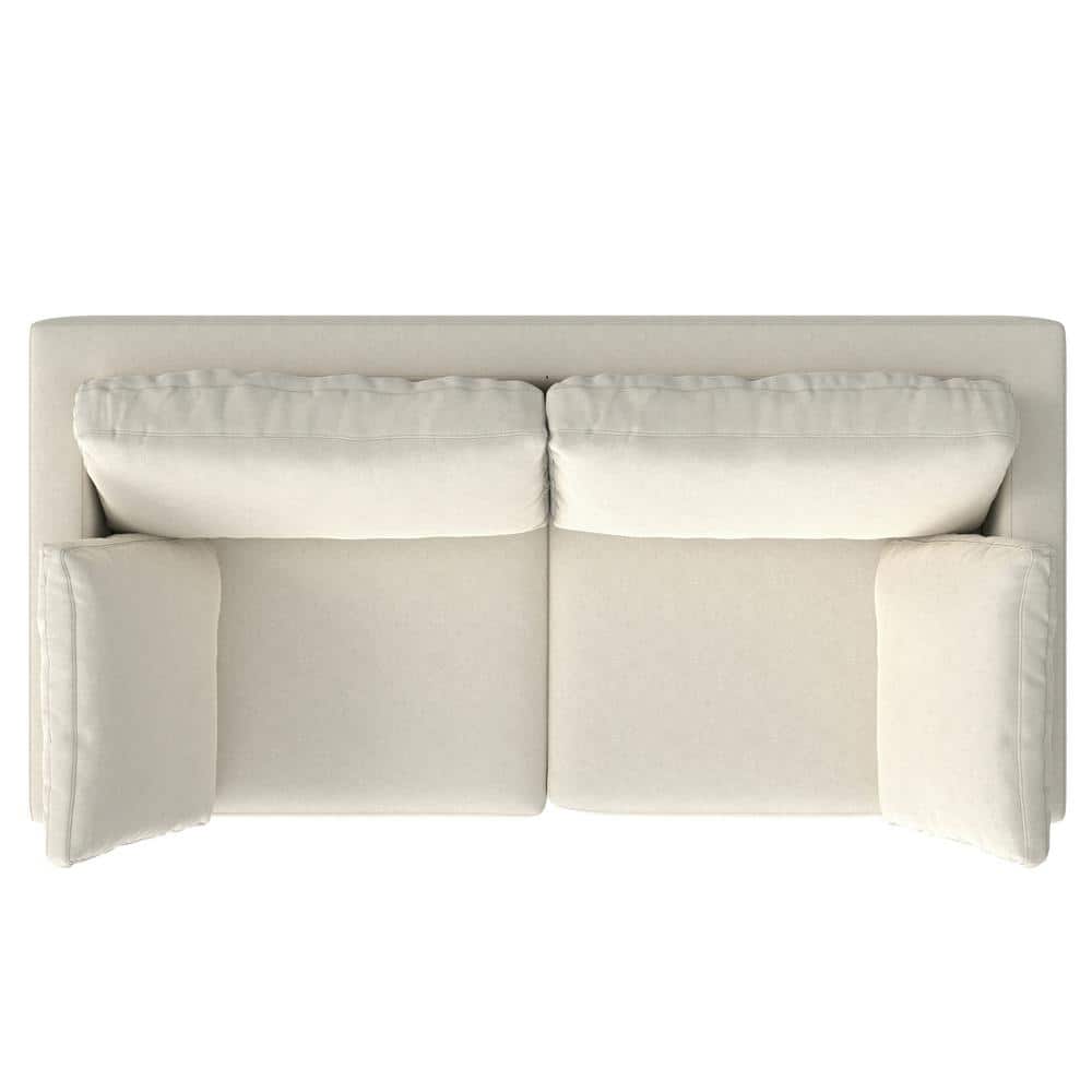 Ava 76'' Cream Upholstered Mid-Century Modern Sofa
