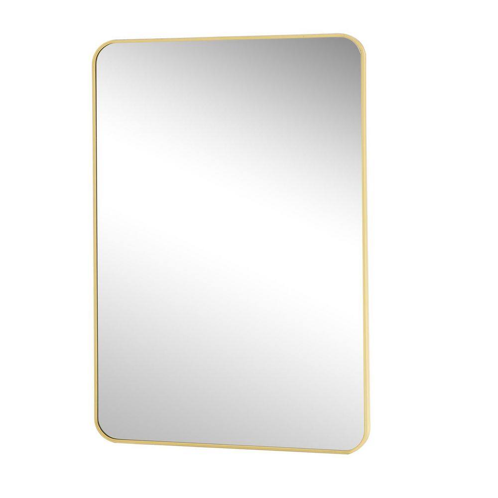 Gold 26 in. W x 38 in. H Rectangular Aluminum Alloy Framed Rounded Wall Mirror Bathroom Mirror price history on PriceWatchPro