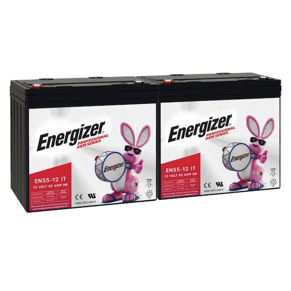 12V 55Ah Long Lasting SLA AGM Rechargeable Battery Use In Wheelchairs, Electric Scooters, Backup Power-2 pack