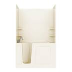 Rampart 5 ft. Walk-in Whirlpool Bathtub with Flat Easy Up Adhesive Wall Surround in Biscuit