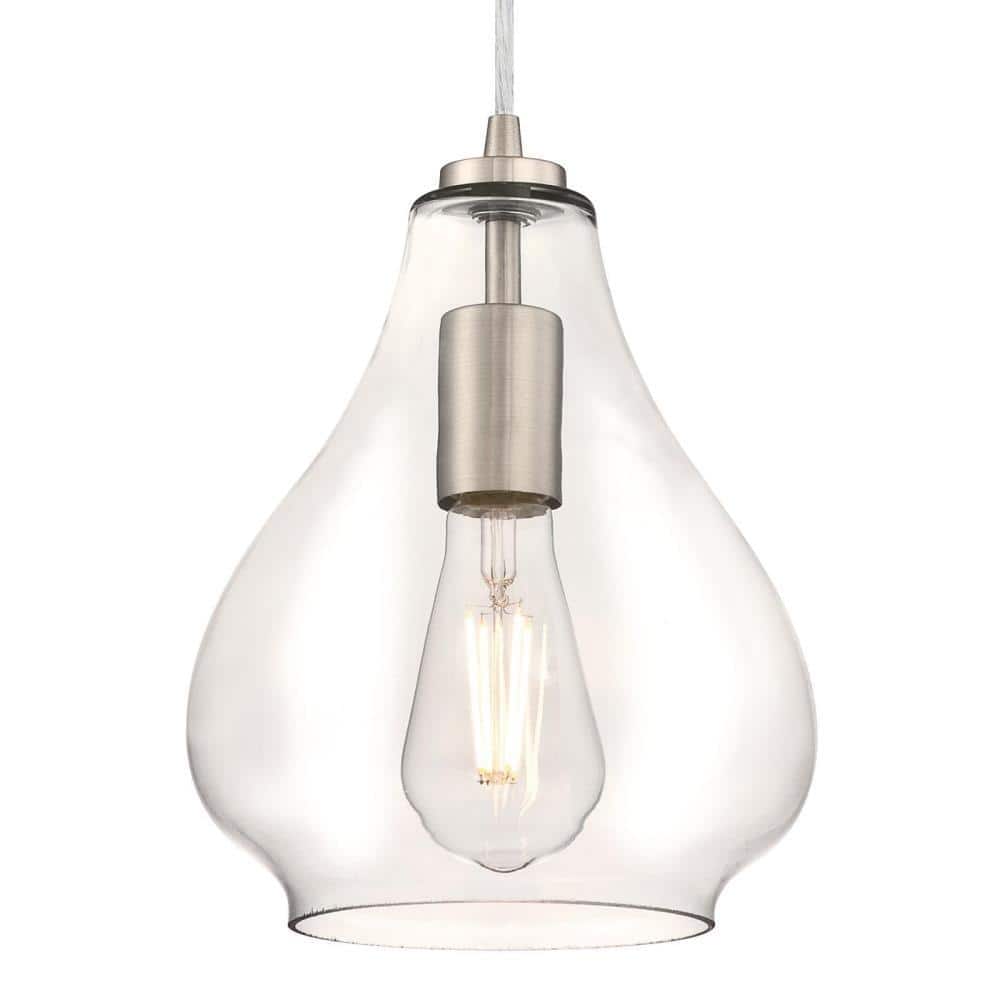 Vintage-Inspired Wes Mini Pendant in Brushed Nickel with Clear Glass