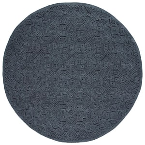 Textural Charcoal 6 ft. x 6 ft. Solid Color Geometric Round Area Rug