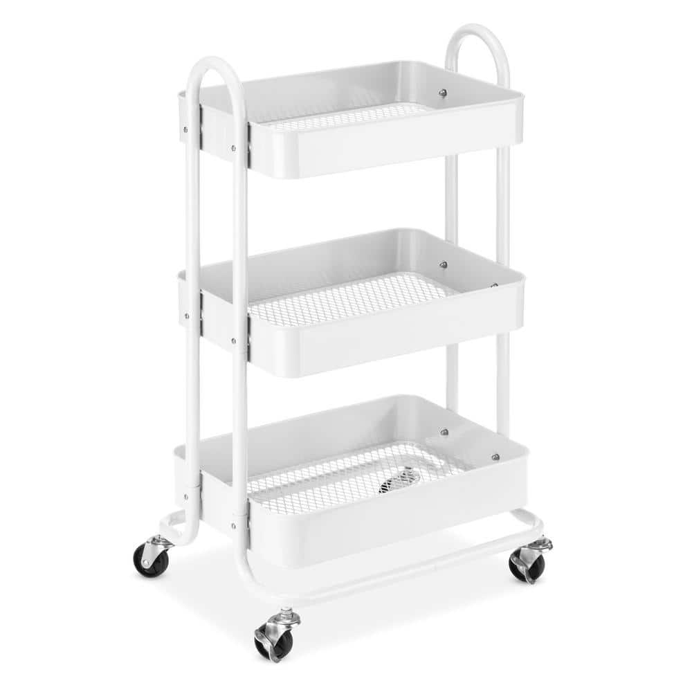 Whitmor 31.1 in. x 17.05 in. 3-Tier Metal Cart - White 6055-11631-WHT ...