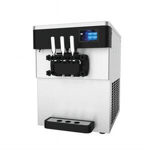 2200W Commercial Soft Ice Cream Machine 3 Flavors 5.3 to 7.4 Gal./H Pre-Cooling ,Silver