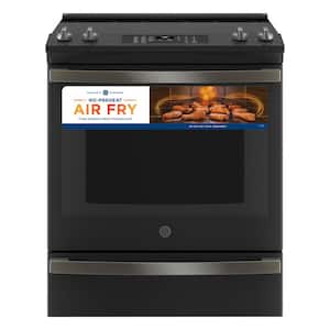 30 in. 5.3 cu. ft. Slide-In Electric Range in Black Slate with Convection, Air Fry Cooking